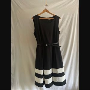 Calvin Klein Black and White Midi Dress
